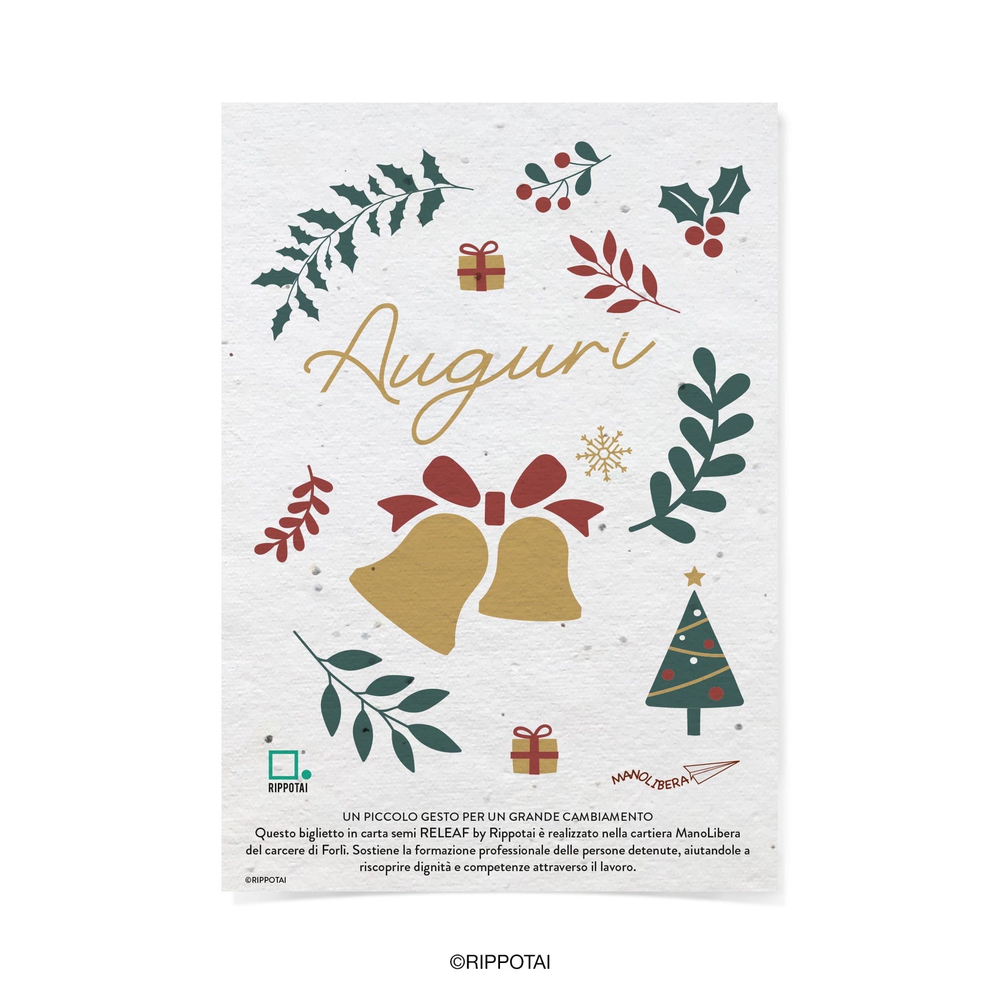 Rippotai Biglietti Auguri Biglietti Natalizi in Carta Semi - Regalo Solidale per un Pianeta Sostenibile