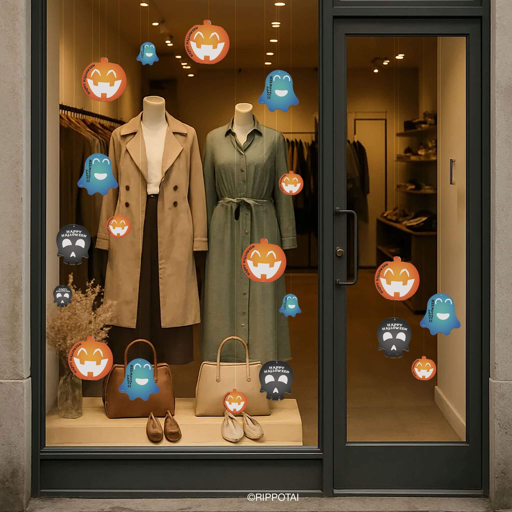 Rippotai Halloween Allestimento vetrine per Halloween con decorazioni ecologiche