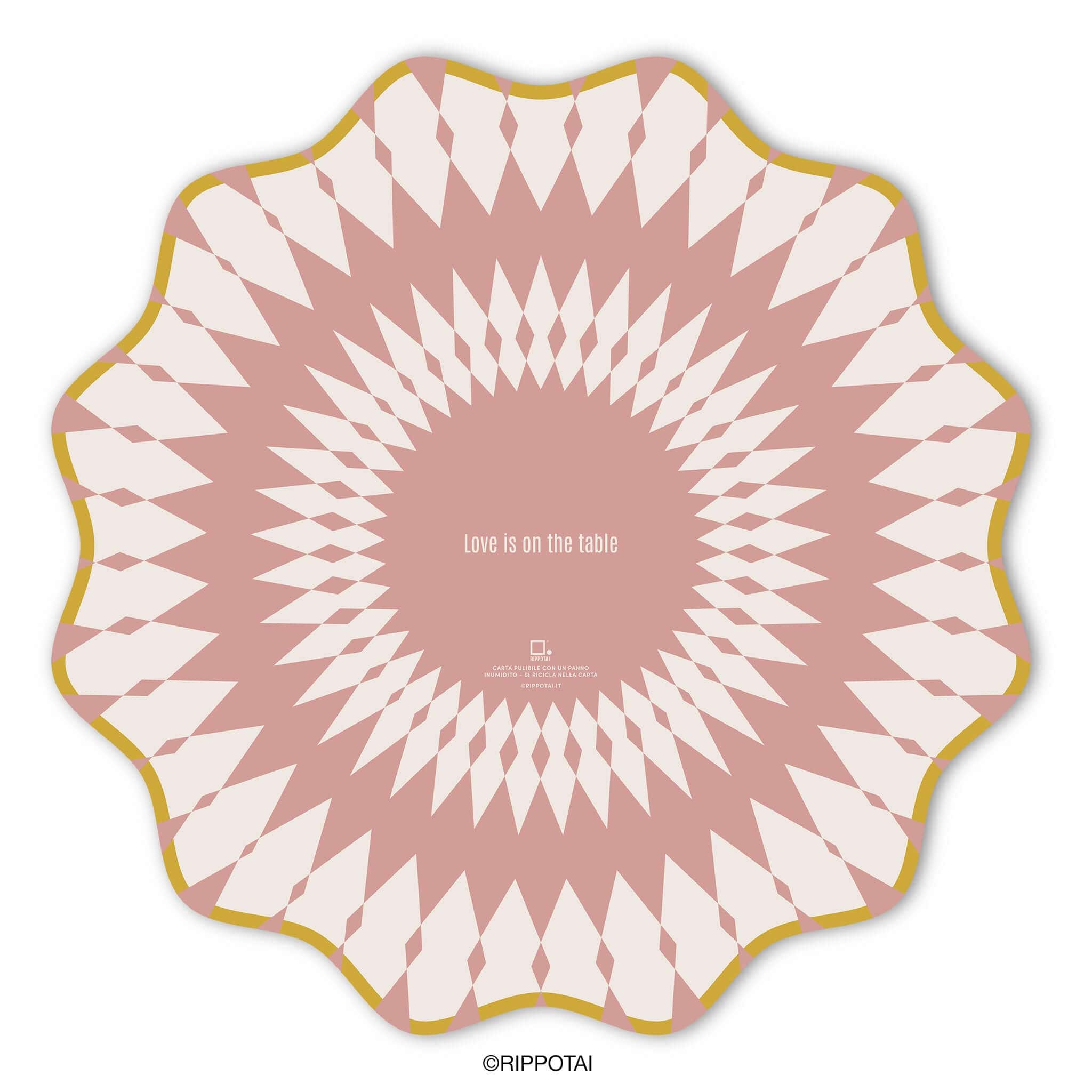 Rippotai Tovagliette Sottopiatti Eleganti Pink Elegant in Carta Pulibile - Set 3 Sottopiatti + 3 Sottobicchieri