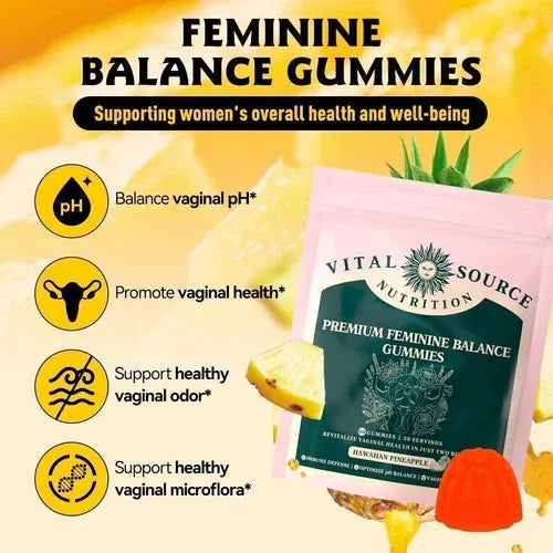 Trendzoy Health & Wellness Default Vital Source Nutrition-Feminine Balance Gummies - Hawaiian Pineapple 60 Gummies