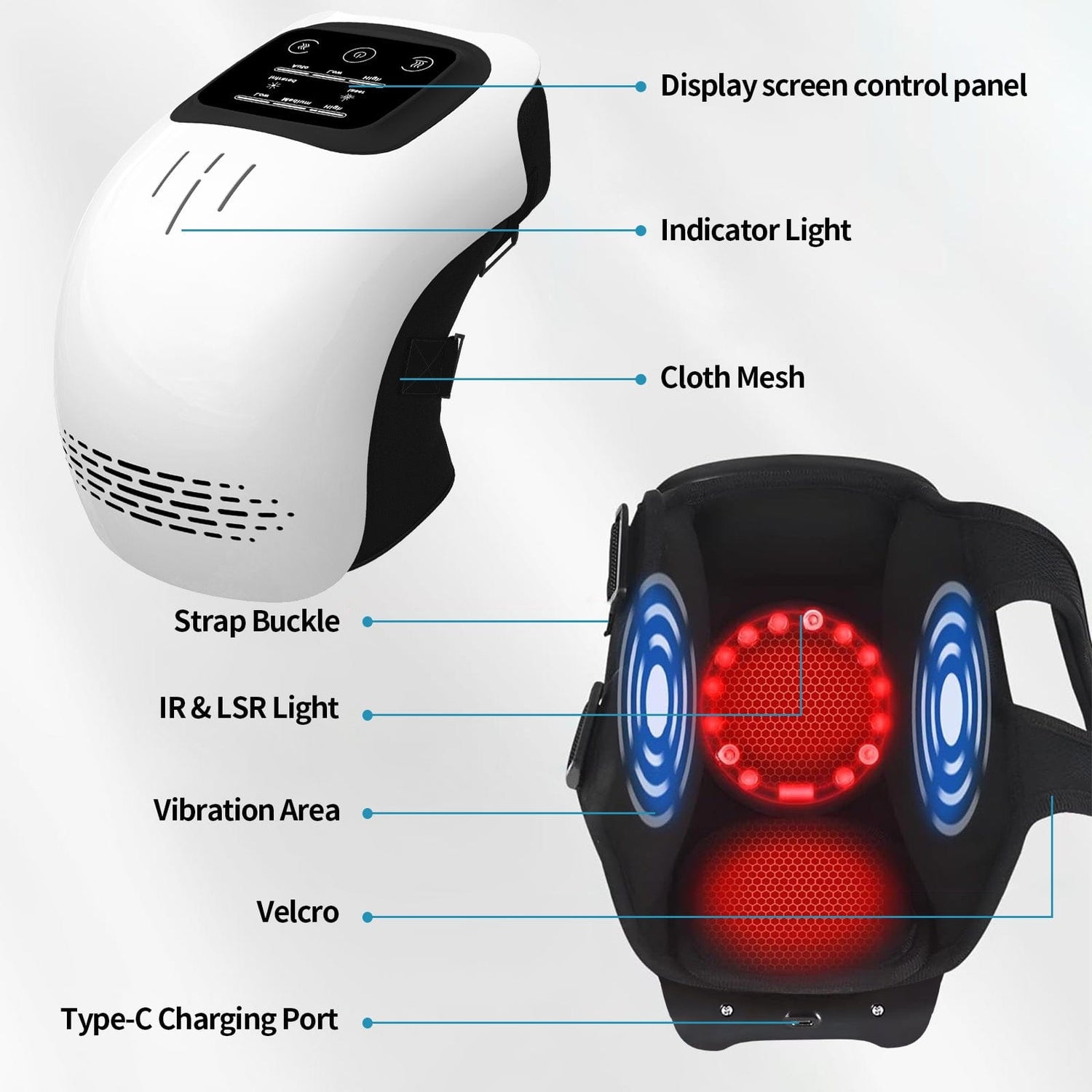 3D Heart Design Health &amp; Wellness Electric Heated Knee Massager with Infrared &amp; Vibration - Pain Relief