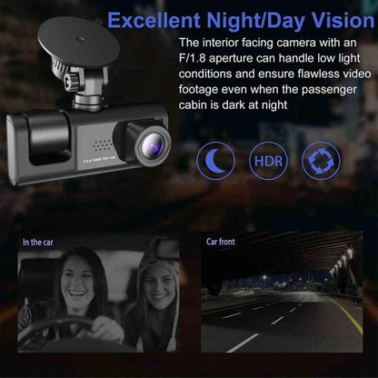creatidrop 0 Black 1080P Dual Lens Car Dash Cam Recorder G Sensor DVR Front And Rear Camera Video