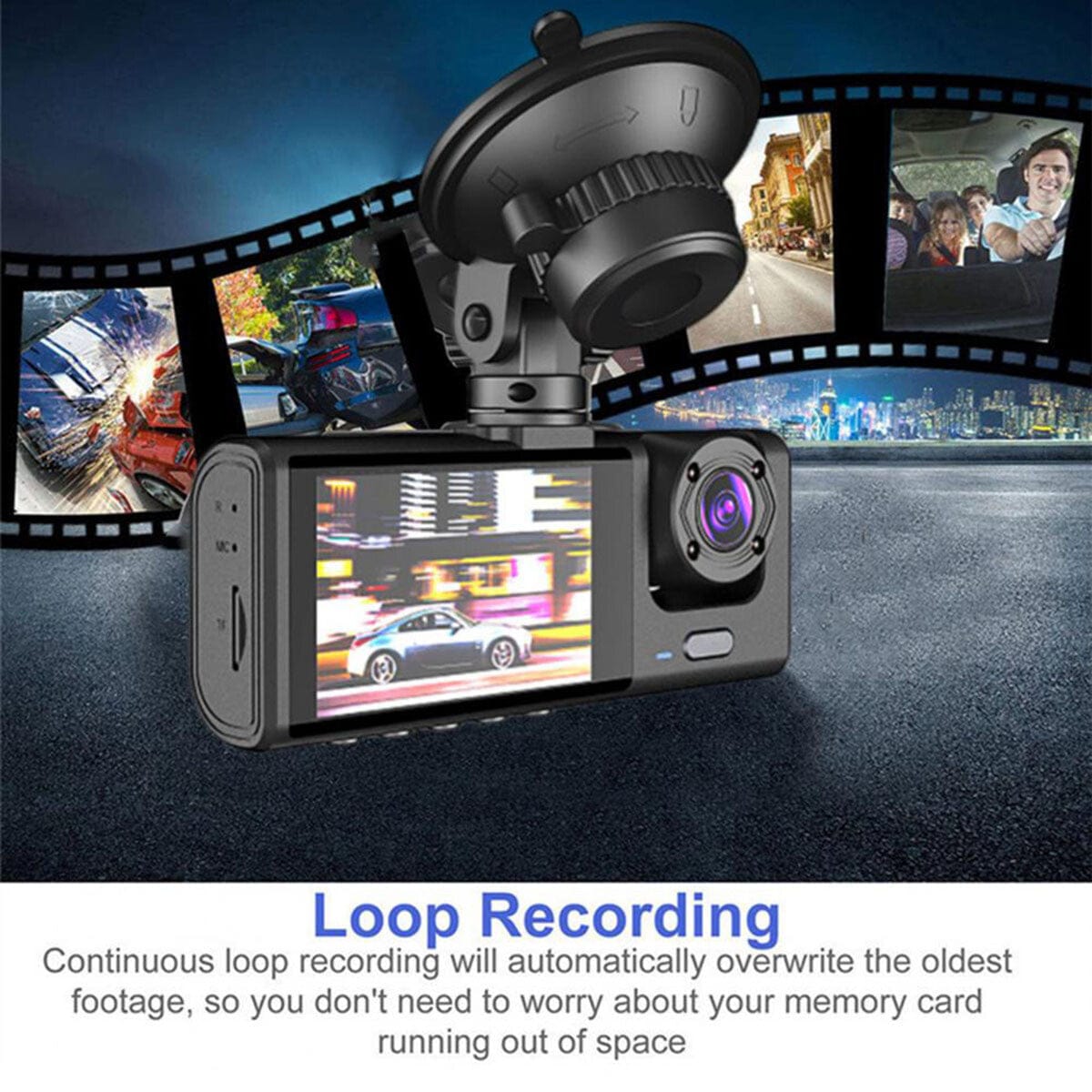 creatidrop 0 Black 1080P Dual Lens Car Dash Cam Recorder G Sensor DVR Front And Rear Camera Video