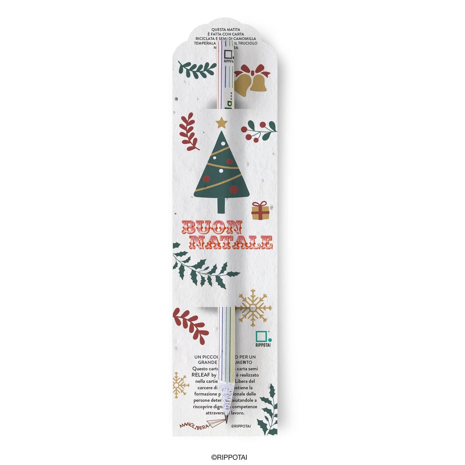 Rippotai Matite piantabili Matite Piantabili Natalizie con Semi di Camomilla – Kit da 2 in Carta solidale Releaf