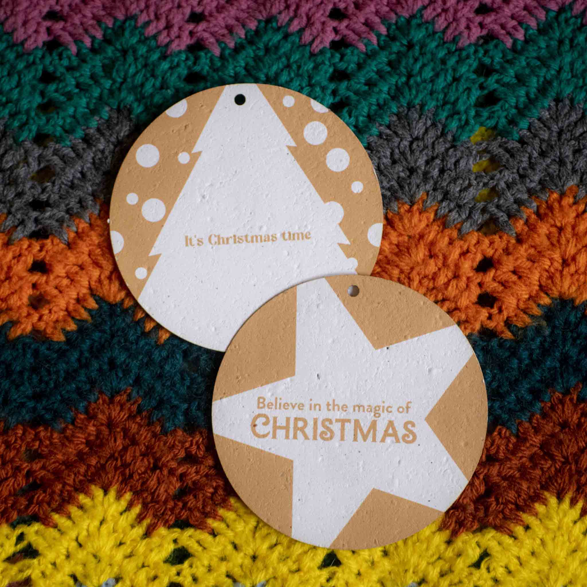 Rippotai Ornamenti natalizi Sottobicchieri e palline di Natale in carta semi