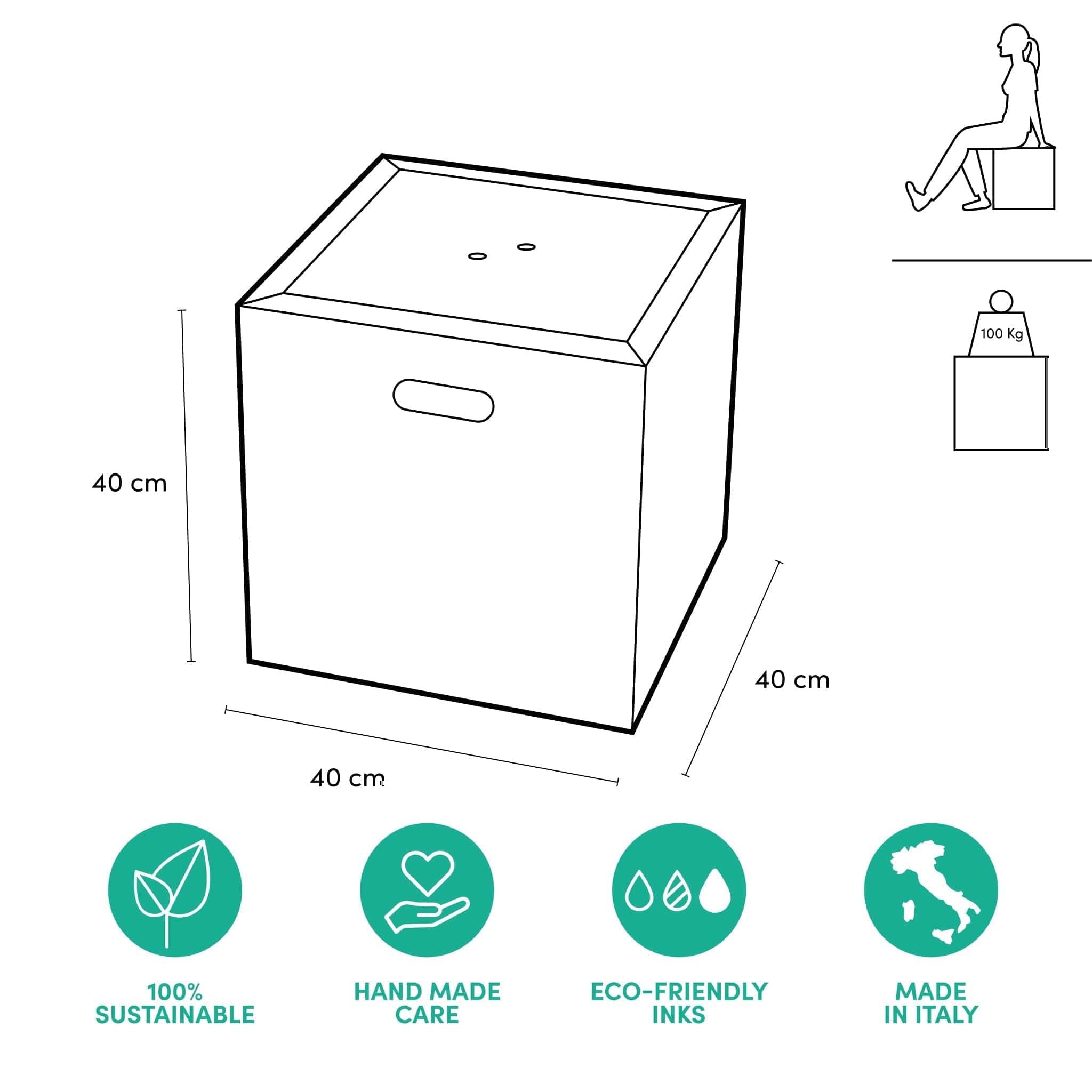 Rippotai Pouf contenitore Cassa audio e pouf Soundpotai 40 Column