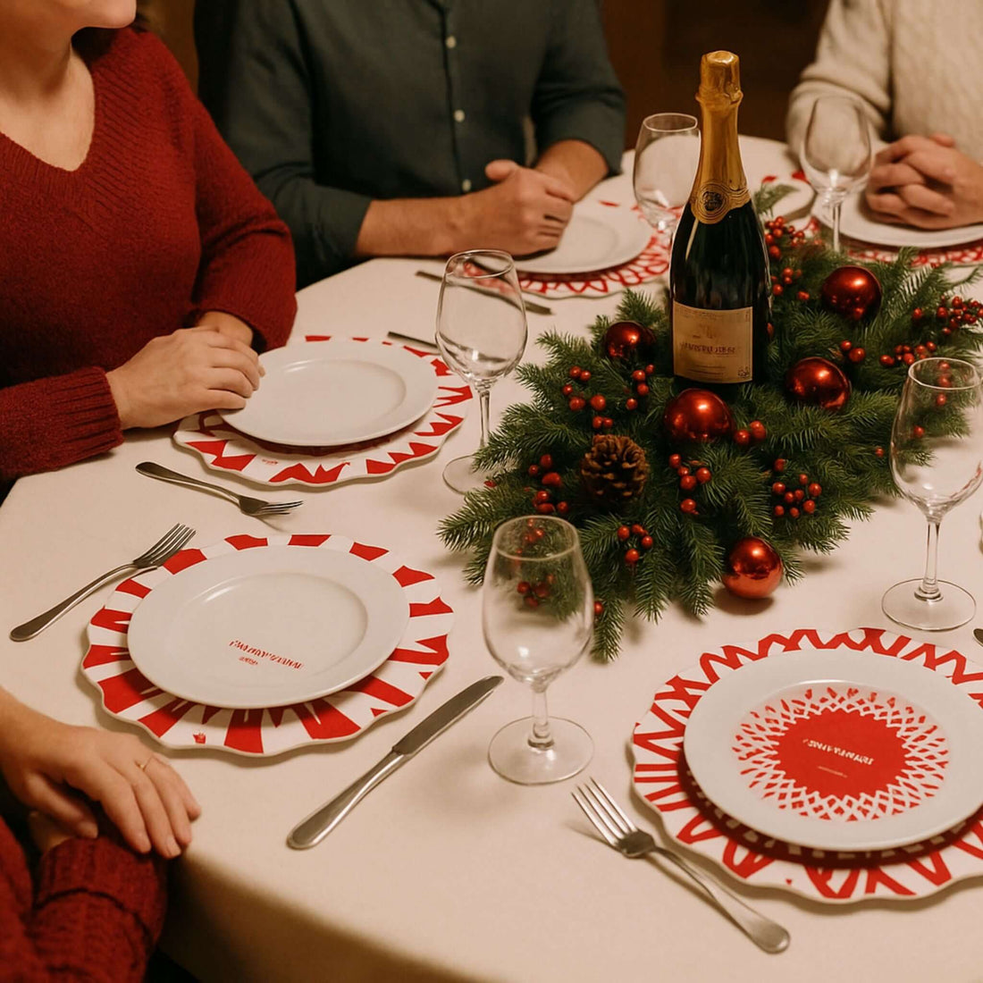 Rippotai Sottopiatti Sottopiatti Natalizi in carta ecologica pulibile – Set da 6 con 3 grafiche assortite