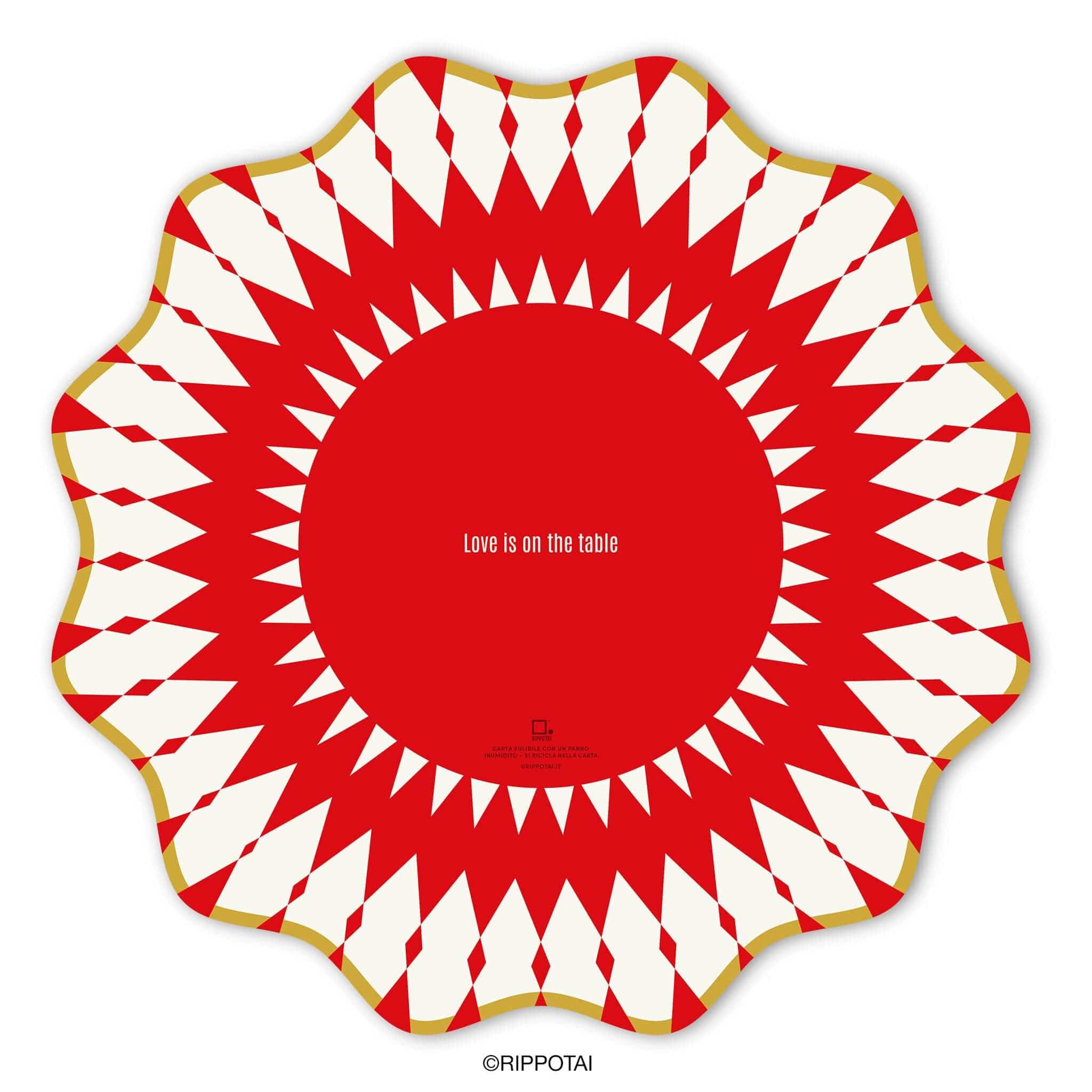 Rippotai Tovagliette GoldenAge Sottopiatti Moderni e Sottobicchieri Coordinati 3pz – Collezione &quot;Love is on the Table&quot;