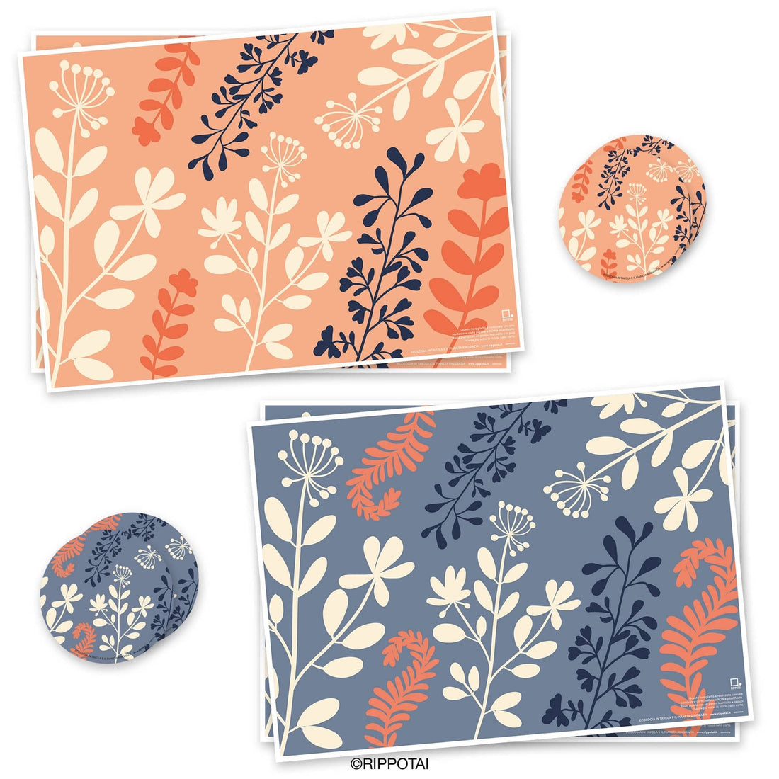 Rippotai Tovagliette Kit da 4 / Primavera La tavola di Pasqua by Rippotai: tovagliette in carta Lavabili e Sostenibili