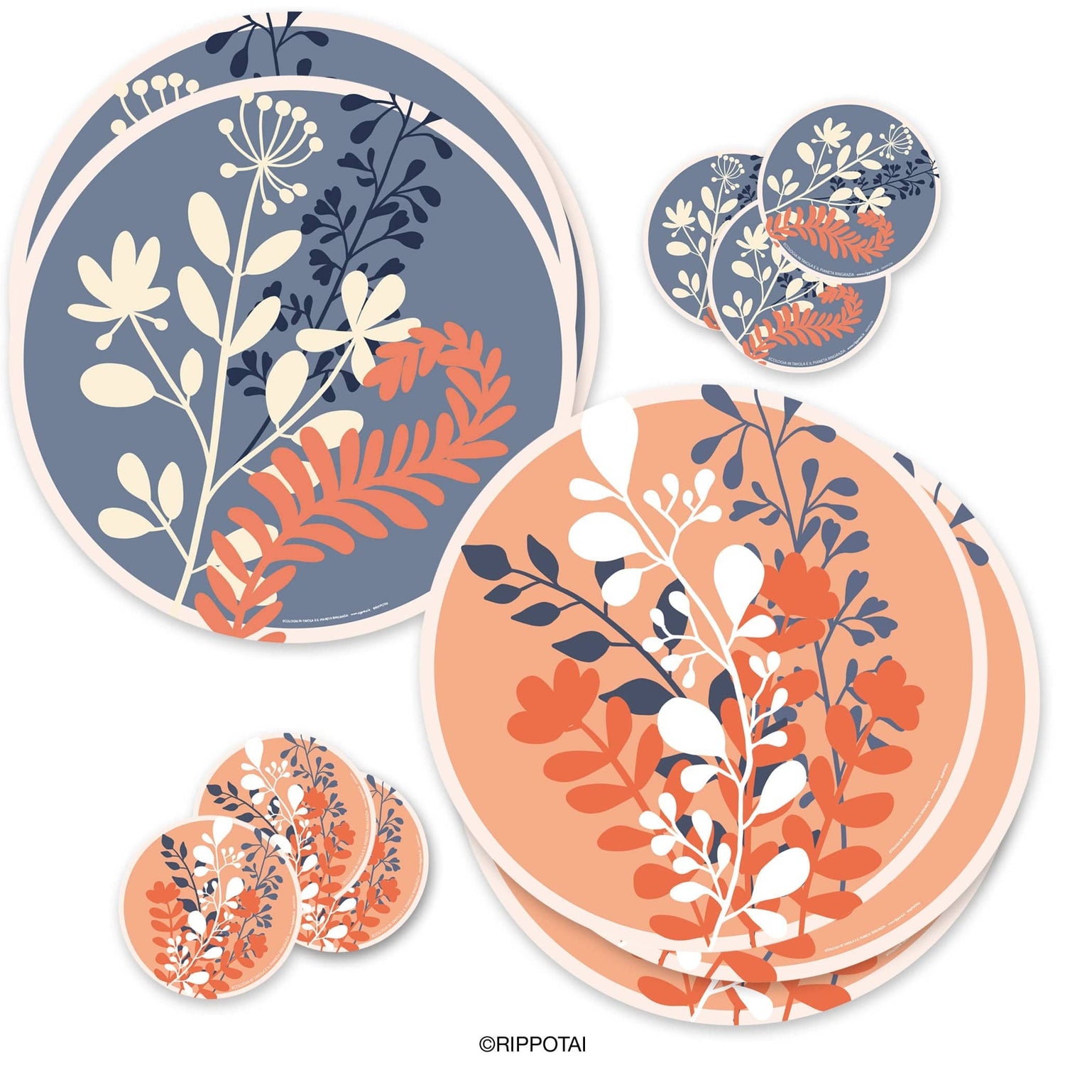Rippotai Tovagliette Kit da 6 La tavola di Primavera by Rippotai: Sottopiatti e in carta Lavabili e Sostenibili
