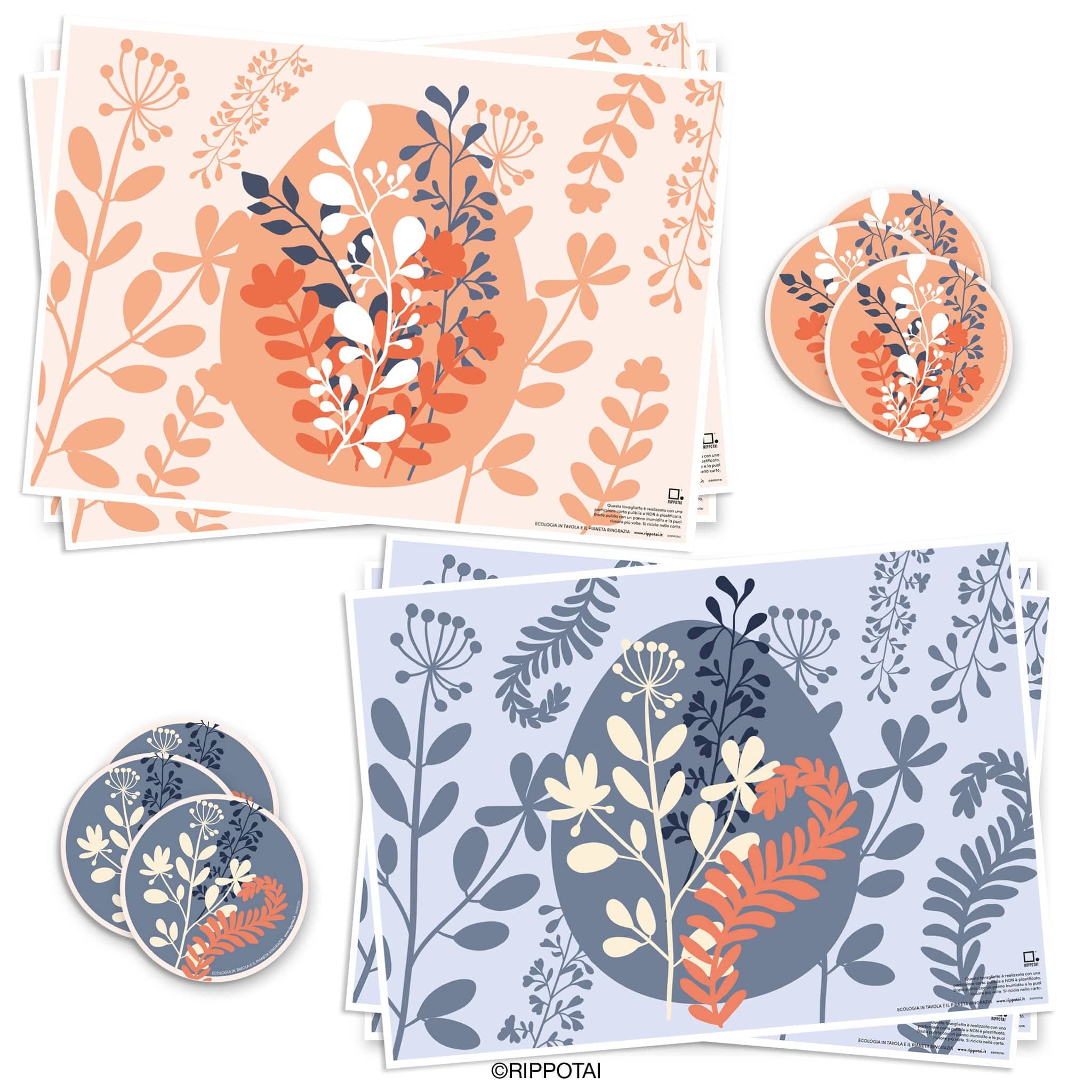 Rippotai Tovagliette Kit da 6 / Pasqua La tavola di Pasqua by Rippotai: tovagliette in carta Lavabili e Sostenibili