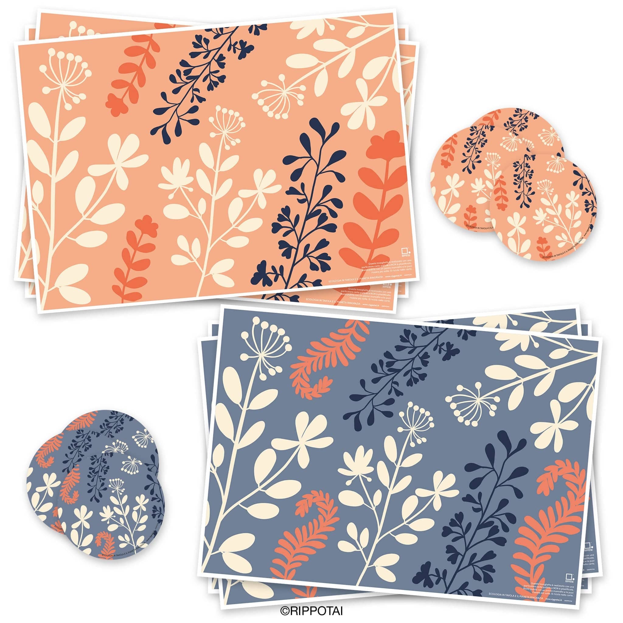 Rippotai Tovagliette Kit da 6 / Primavera La tavola di Pasqua by Rippotai: tovagliette in carta Lavabili e Sostenibili