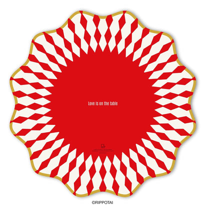 Rippotai Tovagliette Red Gold Sottopiatti Moderni e Sottobicchieri Coordinati 3pz – Collezione &quot;Love is on the Table&quot;