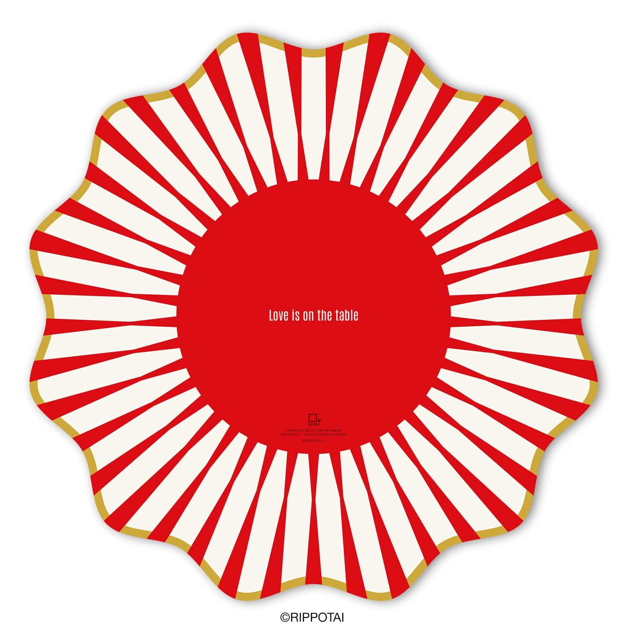 Rippotai Tovagliette RedTable Sottopiatti Moderni e Sottobicchieri Coordinati 3pz – Collezione &quot;Love is on the Table&quot;