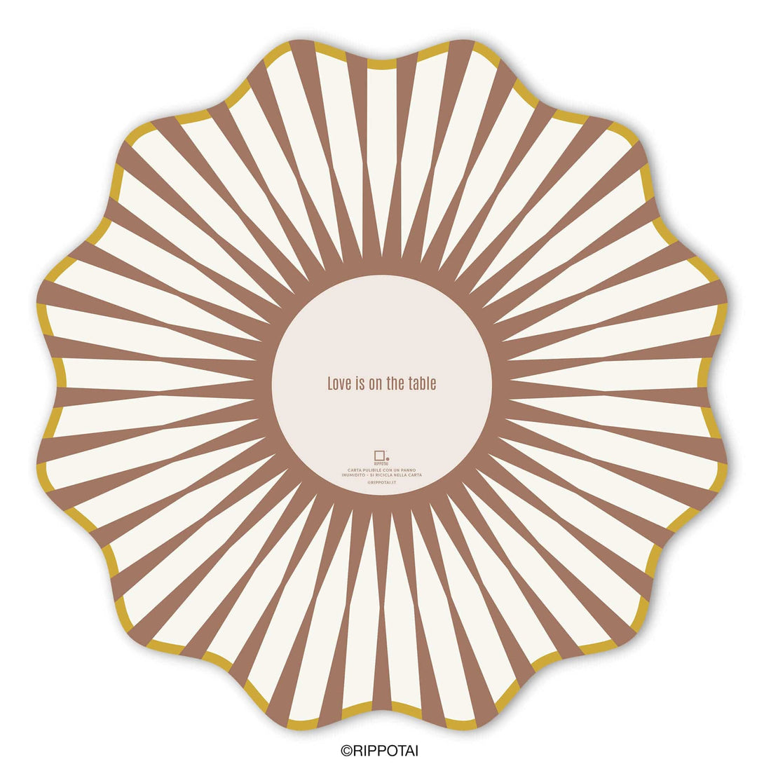 Rippotai Tovagliette Sottopiatti Eleganti Elegant Brown in Carta Pulibile - Set 3 Sottopiatti + 3 Sottobicchieri