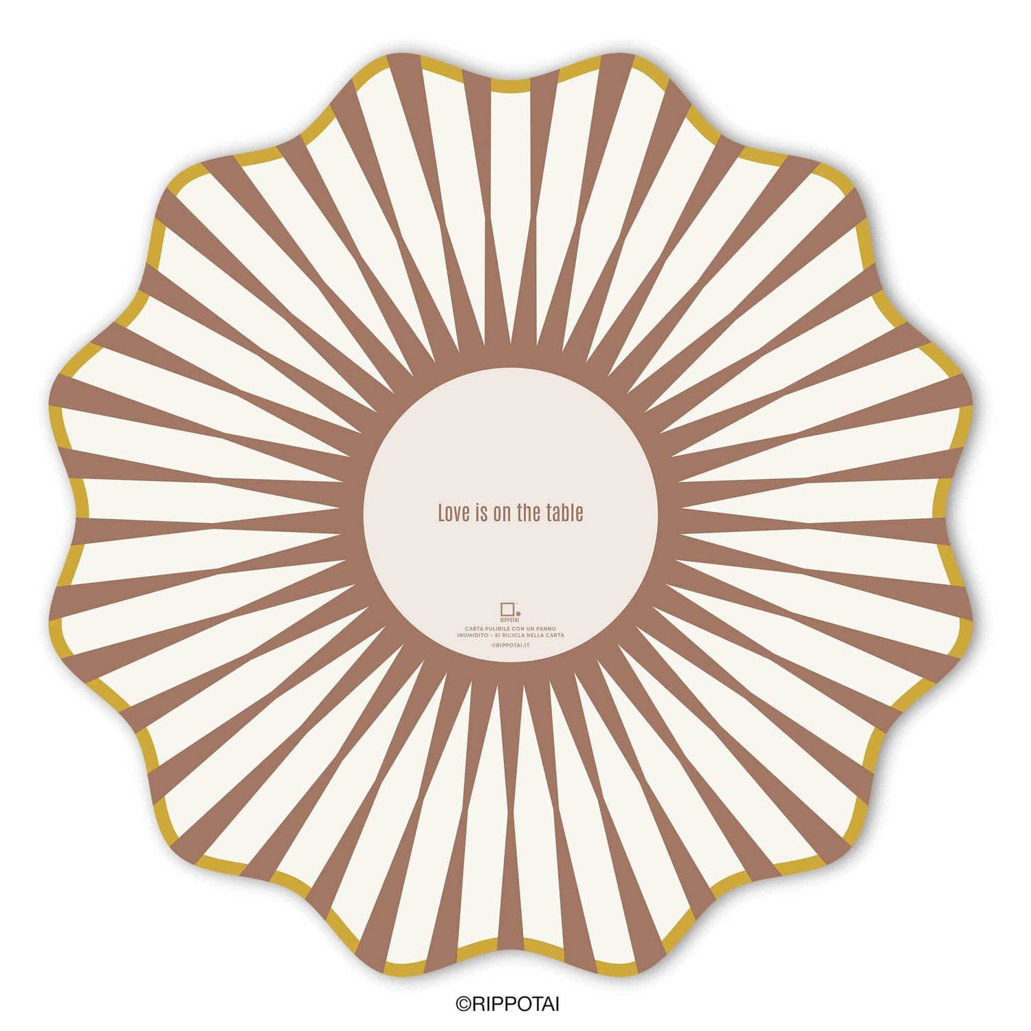 Rippotai Tovagliette Sottopiatti Eleganti Elegant Brown in Carta Pulibile - Set 3 Sottopiatti + 3 Sottobicchieri