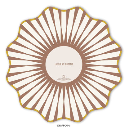 Rippotai Tovagliette Sottopiatti Eleganti Elegant Brown in Carta Pulibile - Set 3 Sottopiatti + 3 Sottobicchieri