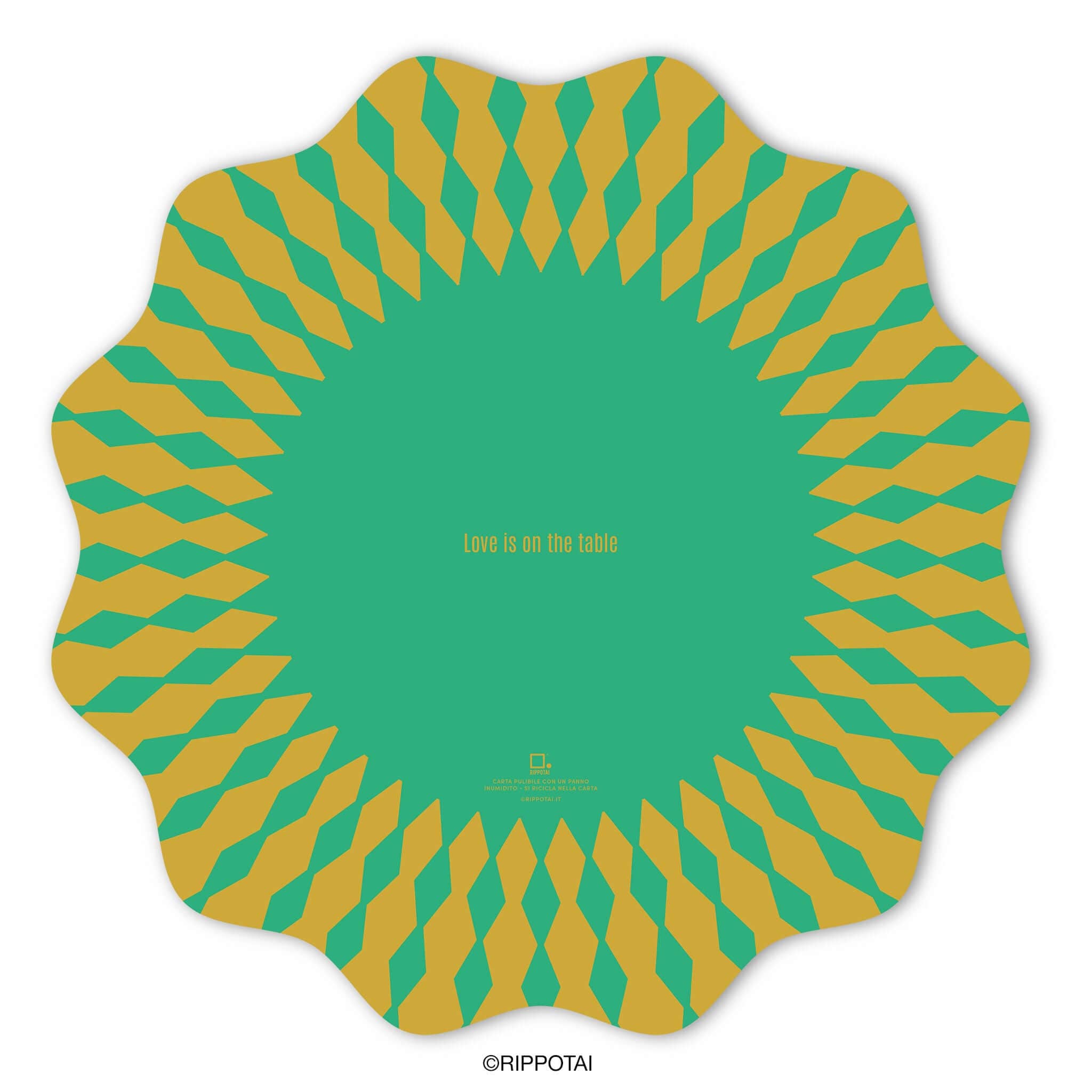 Rippotai Tovagliette Sottopiatti Eleganti Green Sun Geometrici - Set 3 Sottopiatti + 3 Sottobicchieri