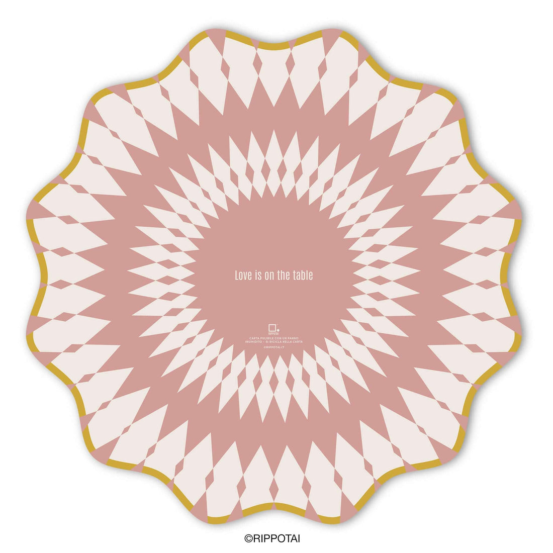 Rippotai Tovagliette Sottopiatti Eleganti Pink Elegant in Carta Pulibile - Set 3 Sottopiatti + 3 Sottobicchieri