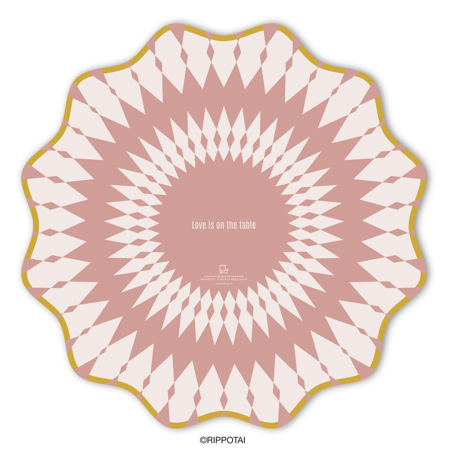 Rippotai Tovagliette Sottopiatti Eleganti Pink Elegant in Carta Pulibile - Set 3 Sottopiatti + 3 Sottobicchieri