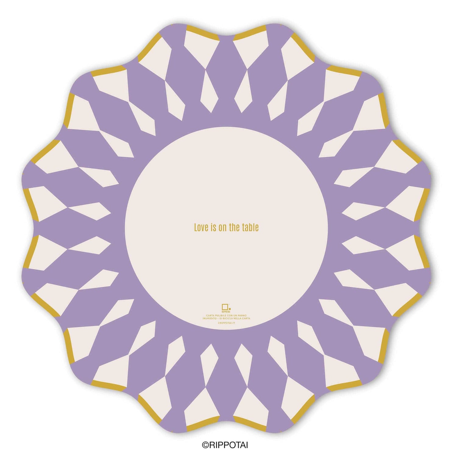 Rippotai Tovagliette Sottopiatti Eleganti Purple Elegant in Carta Pulibile - Set 3 Sottopiatti + 3 Sottobicchieri