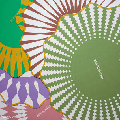 Rippotai Tovagliette Sottopiatti Eleganti Victoria Verde Salvia - Set 3 Sottopiatti + 3 Sottobicchieri