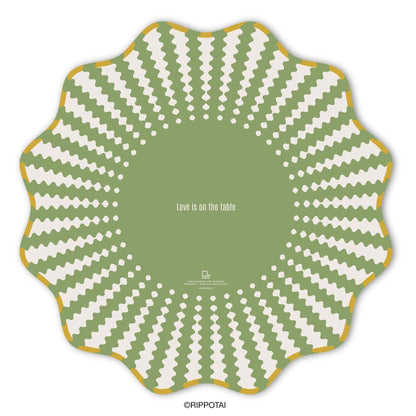 Rippotai Tovagliette Sottopiatti Eleganti Victoria Verde Salvia - Set 3 Sottopiatti + 3 Sottobicchieri