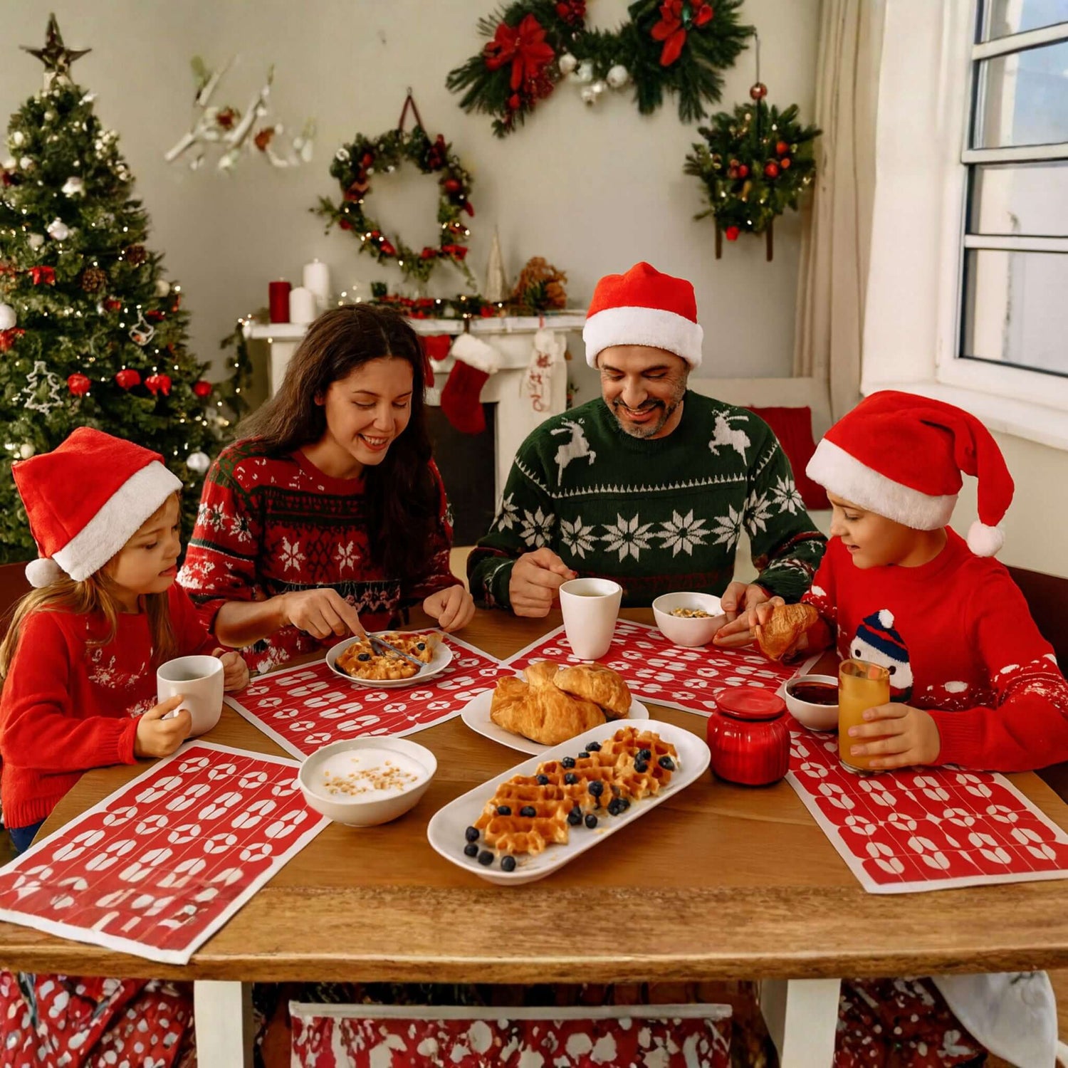 Rippotai Tovagliette Tovagliette per Natale in carta ecologica pulibile – Set da 4