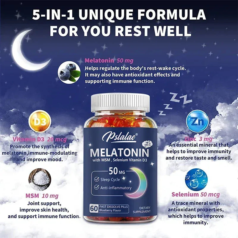 Trendzoy Melatonin Gummies 50 Mg - Helps Support Deep Sleep, Sleep Vitamin, Promotes Falling Asleep Quickly