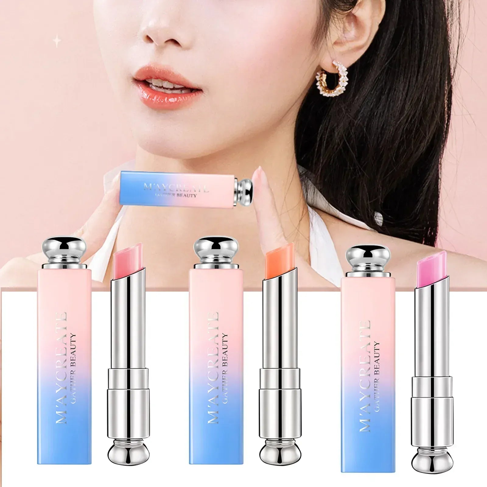 Trendzoy Moisturizing Bright Crystal Jelly Lipstick Temperature Change Color Lip Gentle Fashionable Korean Makeup Products Beauty