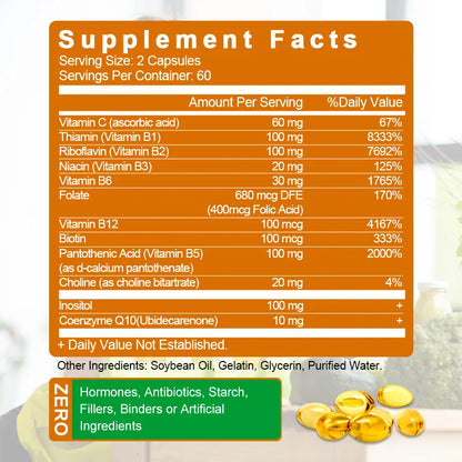 Trendzoy Vitamin B Complex Supplement, Supports Energy, Immune Health, Antioxidant Supplement